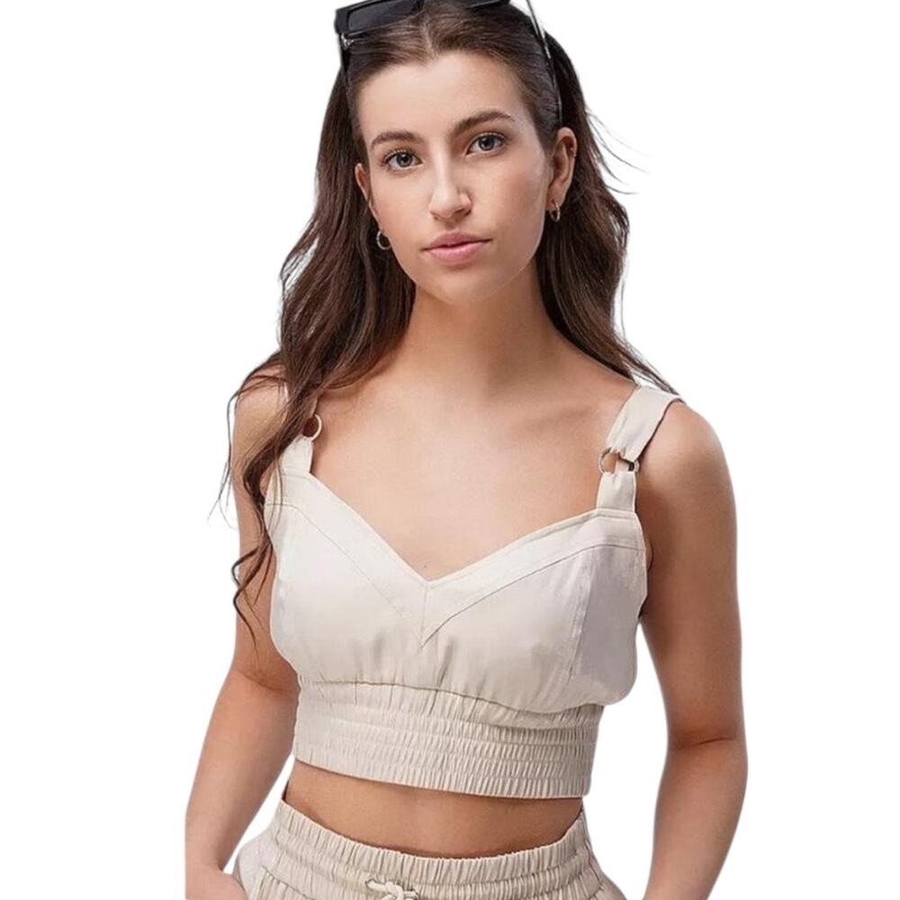 GUESS sleeveless Emma cropped satin bralette halter top NEW - Picture 4 of 13